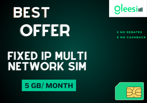 Fixed IP Multi network sim UK/EU/US/5GB